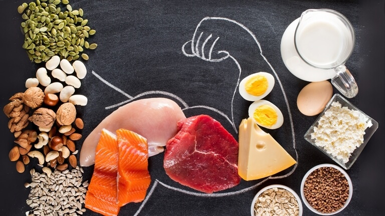 Madvarer til opbygning af muskler ved kendt proteinbehov