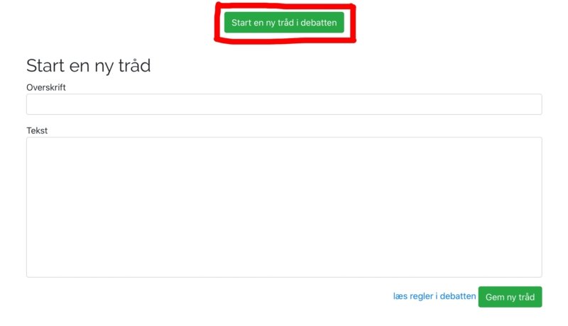 Skærmbillede: Start en ny tråd i debatten