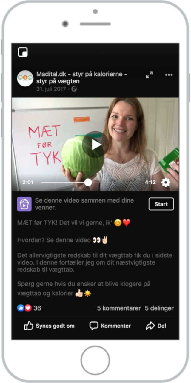 Lone forklarer kalorietæthed på Facebook.