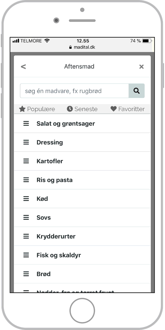 Indtast din mad i Madital.dk