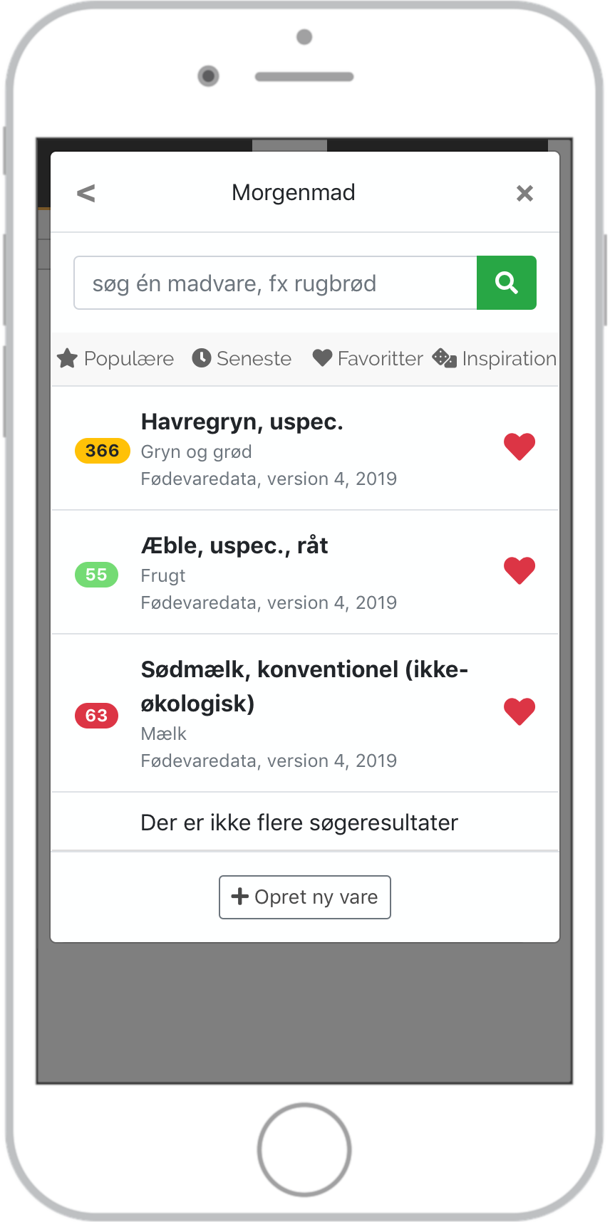 Eksempel på hvordan du indtaster favoritter.