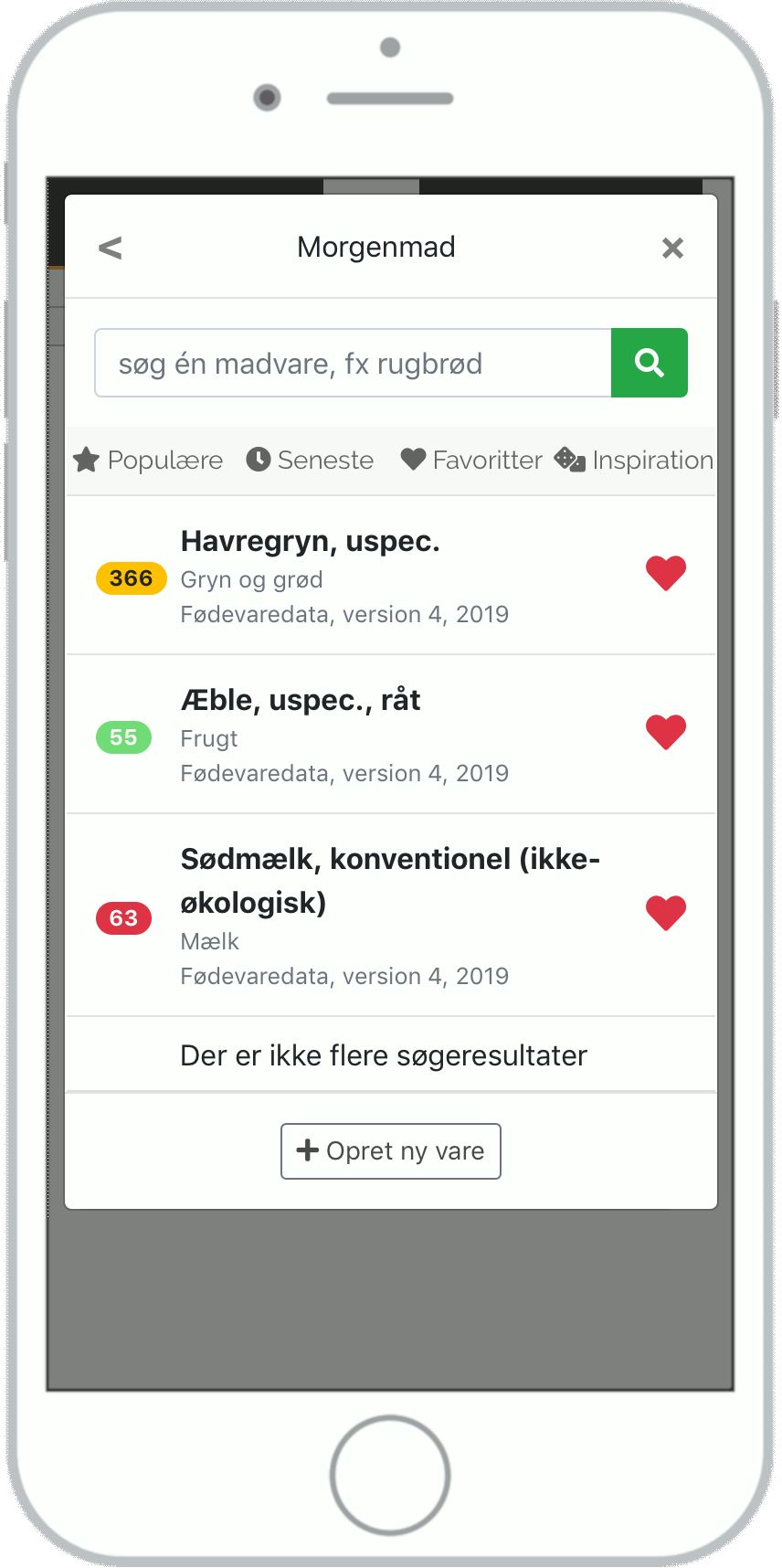 Eksempel på hvordan du indtaster favoritter.