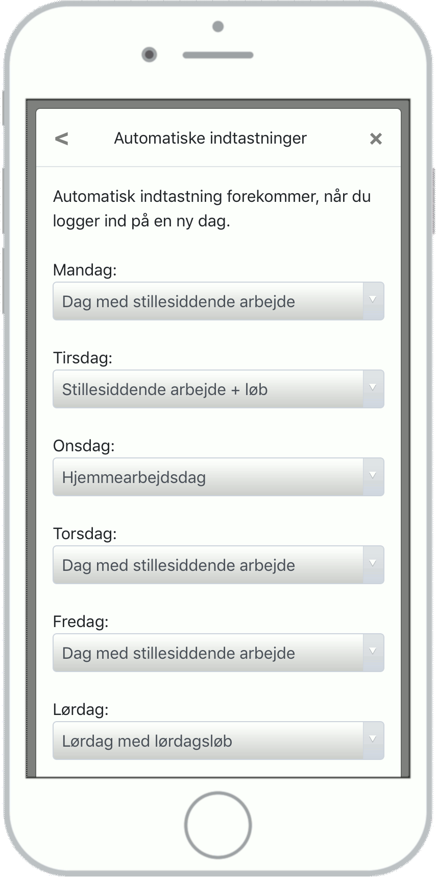 Eksempel på at Madital automatisk kan udfylde dine ugedage med motion.