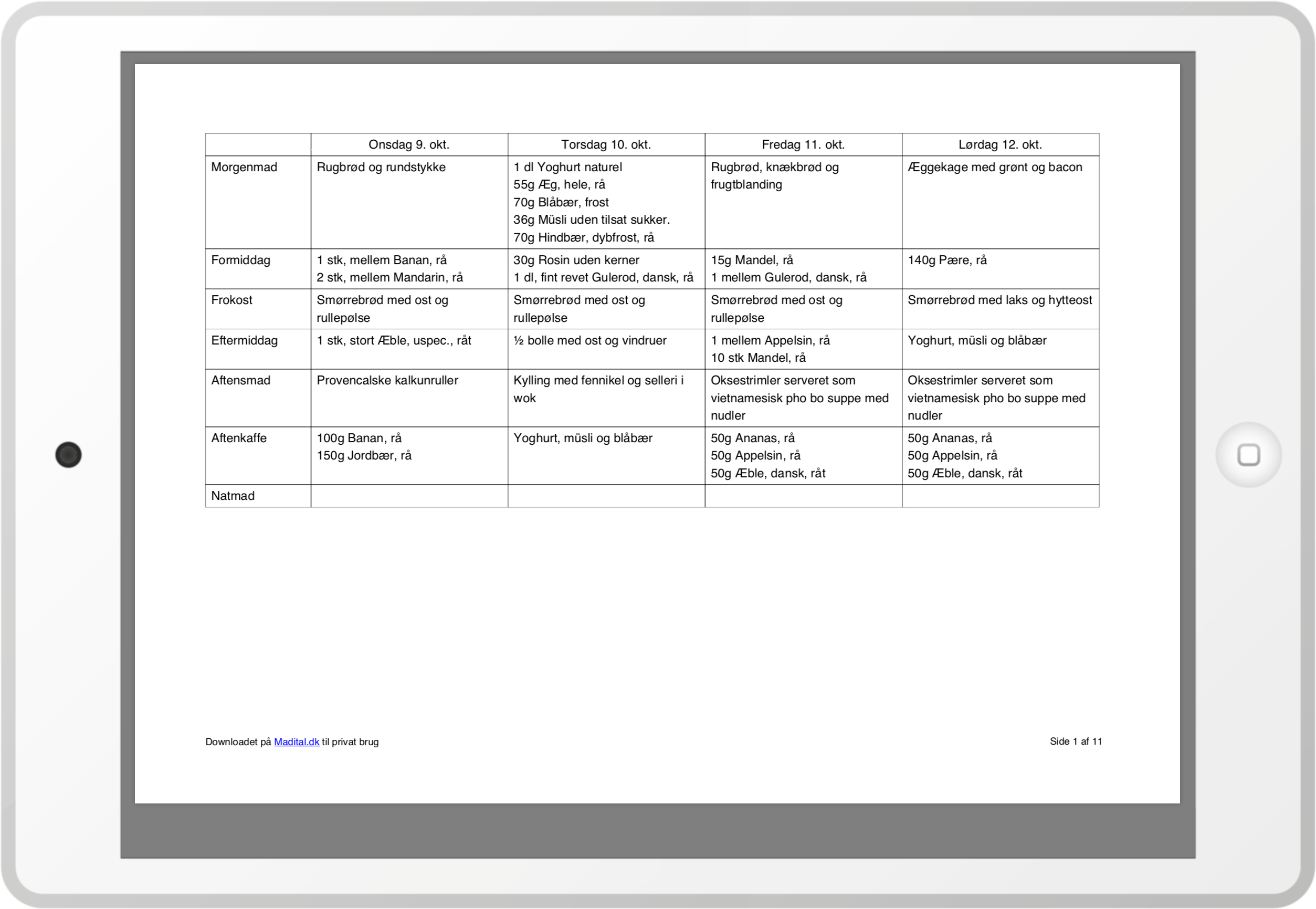 Download din madplan.
