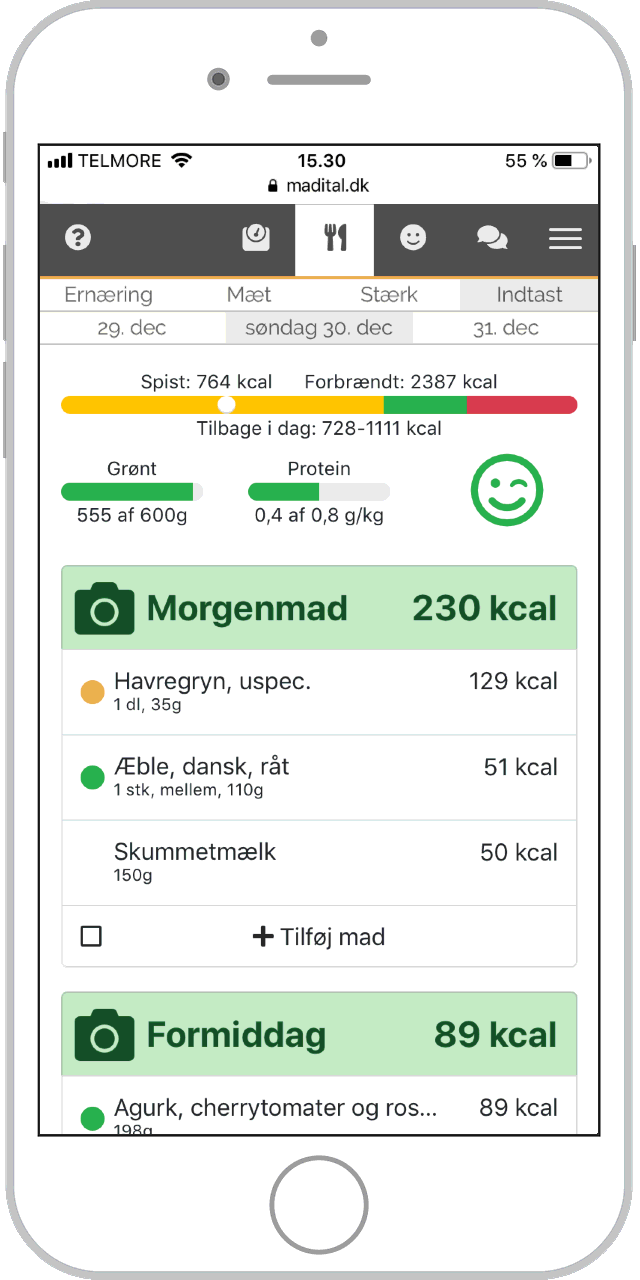 Indtast din mad i Madital.dk